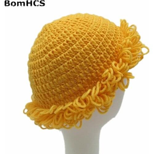 BomHCS Novetly Wig Beanie Curly Hair 100% Handmade Knitted Hat Halloween Party Gift