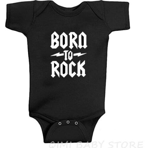 Born To Rock Newborn Baby Short Sleeve Cotton Baby Bodysuit Cute Baby Boy Clothes Jumpsuit Infant Outfit Baby Body Rock