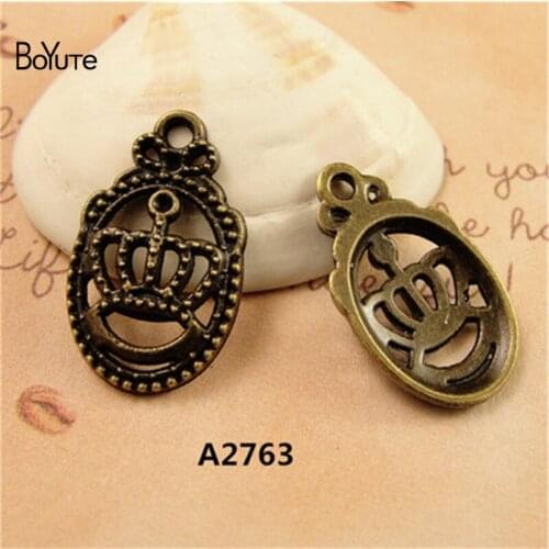 BoYuTe (100 Pieces/Lot) 13*22MM Vintage Charms Crown Pendant Antique Bronze Zinc Alloy Bracelet Necklace Diy Jewelry Findings