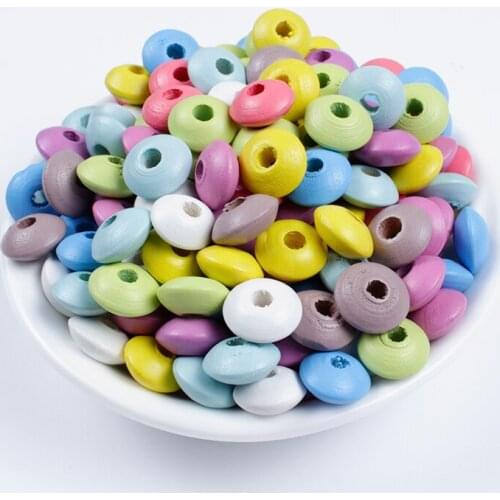 100Pcs/Lot Wood Loose Flat Spacer Wooden Beads 12mm Choose Color Loose for DIY Necklace Bracelet Jewelry Accessorie