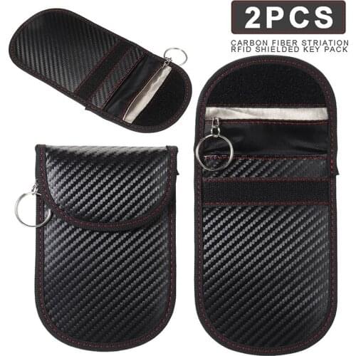 For Car Interior Accessories 2pcs Car Key Signal Blocker Case F-araday Cage Fob Pouch Keyless RFID Blocking Bag Mayitr