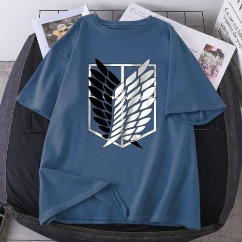 Elegant Attack On Titan Womens T Shirt Fashion Short Sleeve Summer T-shirts White Purple Tops Tees Funny Clothing Camiseta Woman