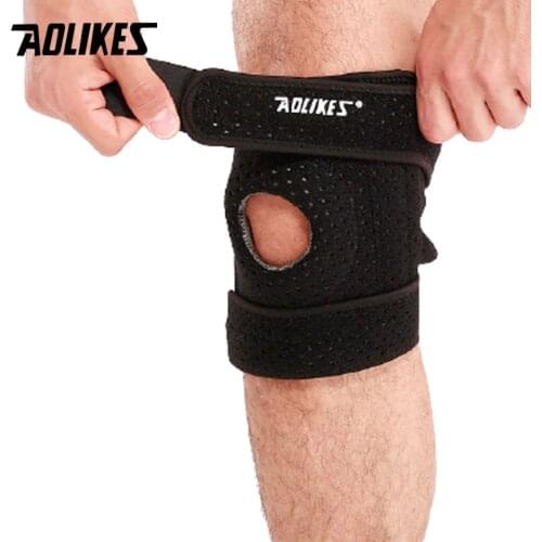 AOLIKES 1PCS Knee pad Brace Knee Support with silicone pad springs straps for Running Gym Sport workout basketball cycling