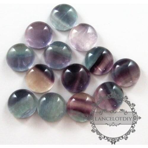 12Mm Round Random Color Fluorite Cabochon Diy Jewelry Findings Supplies For Rings,Earrings 4110132