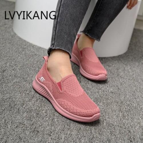 2020 summer womens sneakers slip on soft womens shoes flat casual sock shoes Ladies Mesh lofaers fashion Vulcanize Shoes