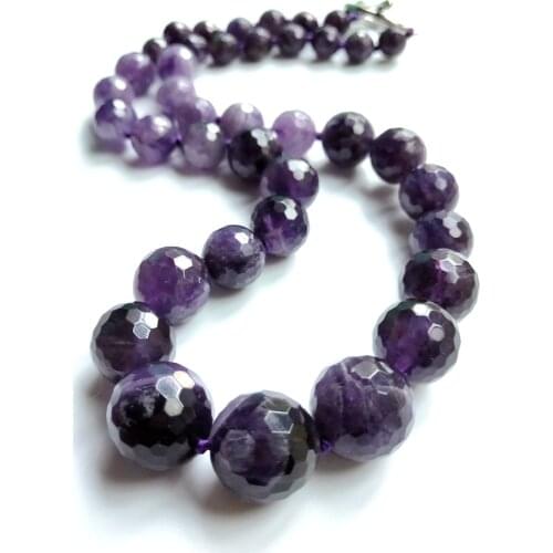 LiiJi Unique Natural REAL Purple Amethysts Approx 6-16mm Choker Fashion Necklace 48cm Nice Party Mothers Day Gift
