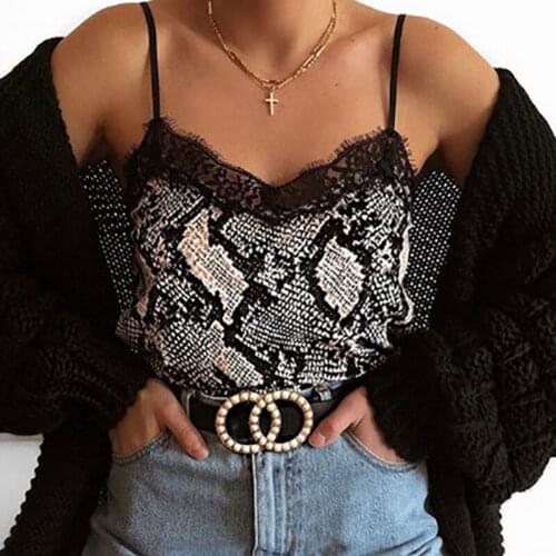 Fashion Sexy Womens Summer Camis Tops Lace Leopard Patchwork Female Crop Top Tank Tops sexy Leopard vest 2020 New WOMEN Short