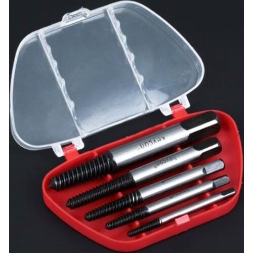5Pcs Broken Screw Extractor Remover Bearing Steel Screw Extractor Center Drill Bits Damaged Bolt Removal Speed Easy Out Tools