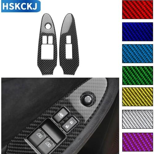 For Nissan 370z z34 2009 2011 2013 2014 2015 Carbon Fiber Sticker Door Window Lift Panel Frame Low Configuration Car Accessories