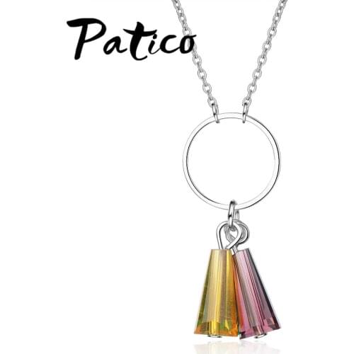 Latest Rainbow Colorful Cubic Zirconia Necklaces For Women Lady Girls Fashion 925 Sterling Silver Unique Pendant Necklace