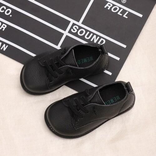 New Childrens Shoes Genuine Leather Shoes Black Boys Student Shoes Casual Kids Shoes Slip on School Flats Chaussure Fille Enfant