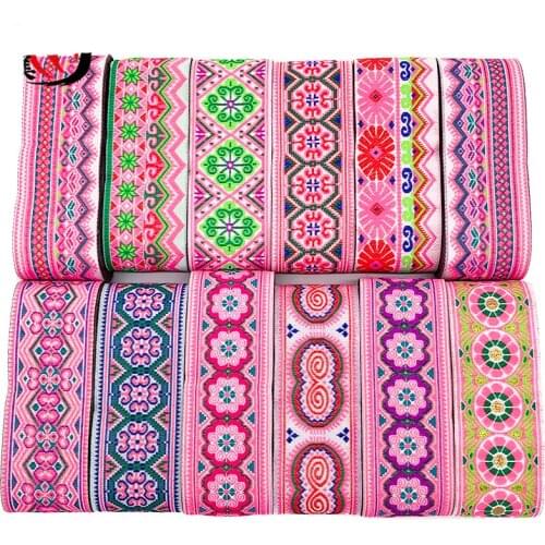 New Mixed 21 styles 50MMX8yard Handmade embroidery lace woven Jacquard Ribbon Trims Flowers Design For Clothing Straps Accessory