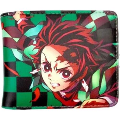 New Arrival Anime Demon Slayer Kimetsu No Yaiba Tanjiro Kamado Leather Short Purse With Coin Pocket