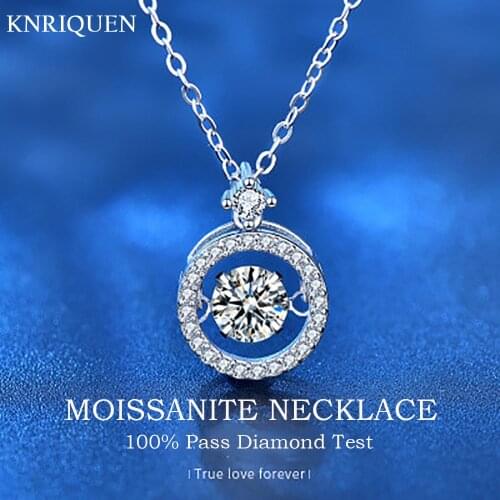 Real 0.5ct D Color Moissanite Pendant Necklace 925 Sterling Silver Plated White Gold Sparkling Wedding Jewelry for Girlfriend