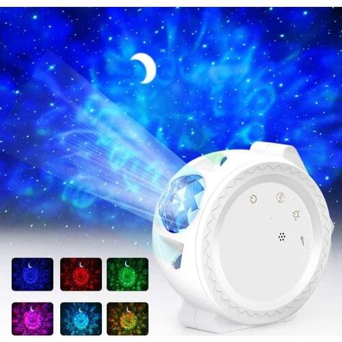 6 Colors Star Sky Projector Star Night Light Projection Ocean Waving Lights 360 Degree Rotation Night Lighting Lamp for Kids