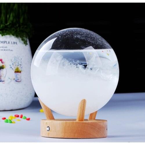 Storm Glass Weather Forecaster Stylish Innovative Desktop Weather Predictor With Wooden Base For Home Office Decor