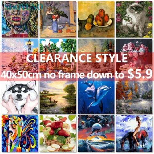 SDOYUNO Clearance style Animals Oil Painting By Numbers For Adults 60x75cm DIY Paint By Numbers On Canvas Frameless Home Decor