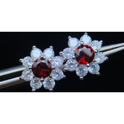 Lost money for sale natural red garnet gemstone earring for women silver jewelry girl stud earrings little gift for promotion