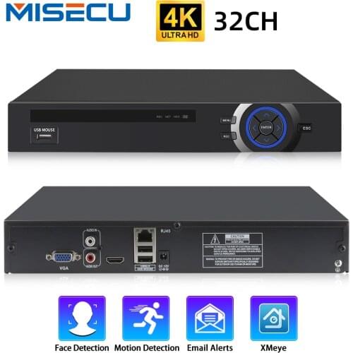 MISECU H.265 32CH 5MP CCTV NVR DVR Network Surveillance Video Recorder For IP Camera XMEYE P2P Cloud 24/7 Record Max 4K Output