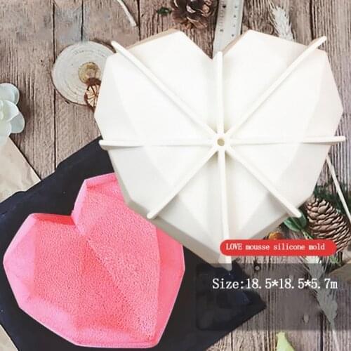 3D Diamond Love Heart Shape Silicone Mold Chocolate Mold Cookie Cutter Pastry Tools Accessories Musse Dessert Cake Bakeware