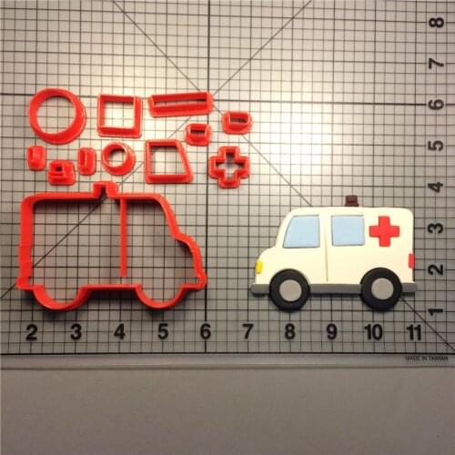 Ambulance Cookie Cutter Kitchen Baking Supplies Home DIY Cake Icing Decoration Kit 3D Printed Custom Seal