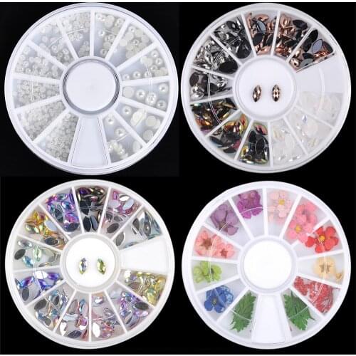 Mixed 12 Shapes Nail Stone AB Color Rhinestone Irregular Beads Manicure for Nails Art Decorations Crystals Accessoires Wheel