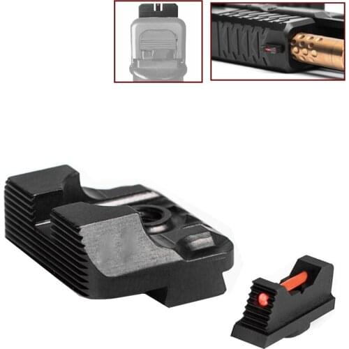Tactical .230 Fiber Optic Front Sight / Rear Combat Glock Sight v3 Black for Glock
