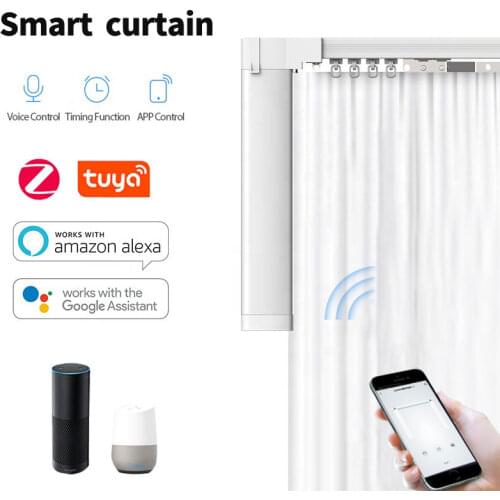 Tuya Smart Zigbee Curtain Motor with Customized Electric Curtain Rail Track Kit Work with Alexa Google home Smart Remote Control