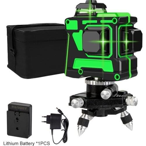 3D Green Laser Level 12 Lines Level Horizontal And Vertical Cross Lines 360 Auto Self-Leveling Green Laser Line Lithium Battery