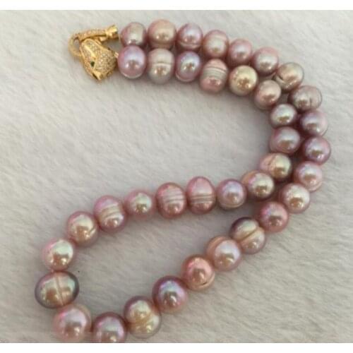 Gorgeous 12 -13mm south sea baroque lavender pearl necklace 18"