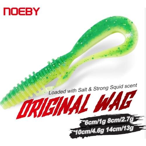 Noeby Wobblers Soft Silicone Lures 6 8 10 14cm Special Tail Worm Swimbaits Smelling Salt Artificial Bait for Crap Bass Soft Lure