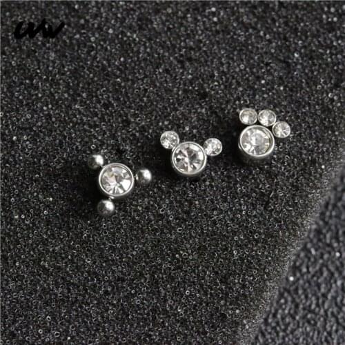 UVW570 2pc CZ Stainless Steel Helix Cartilage Daith Ear Bone Helix Body Piercing Jewelry for Women Accessories Fashion