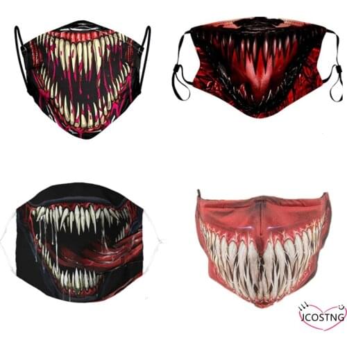 Movie Venom Eddie Brock Superhero Cletus Kasady Carnage Face Mask Cosplay Costume Dustproof Unisex Masks Halloween Party Props