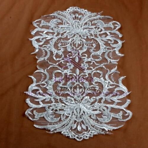 La Belleza Off-White Bridal gown Bone skirt veil accessories handmade patch 45*30cm WHH1801WT