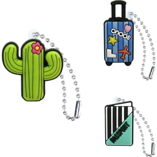 1PCS PVC keychain trunk cactus key ring Creative ball chain for women men car keys bag accessory party supplies trinket gifts