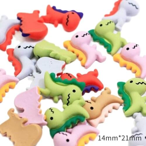 20PCS Dinosaur Resin Kawaii Lovely Mix Colorful Mini Cabochon Stone Scrapbook DIY Decor Home Figurine Embellishments