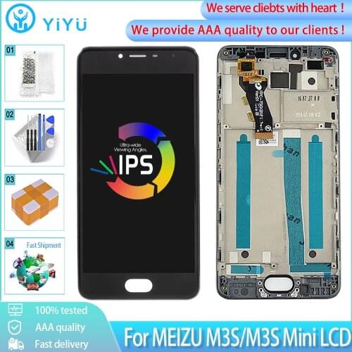 5.0" AAA+++ Screen For MEIZU M3S LCD Display With Frame Digiziter Aseembly Replacement Display For MEIZU M3S Mini Y685H LCD