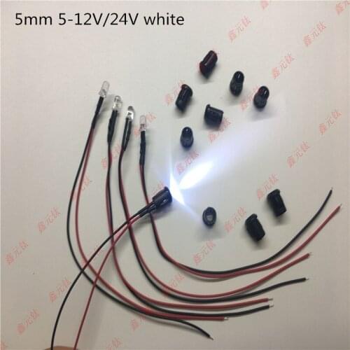 5-12V 24V LED lighting beads LED lamp holder Long sleeve cap Concentrated highlight 3mm 5mm 10mm indicator light 100pcs/lot