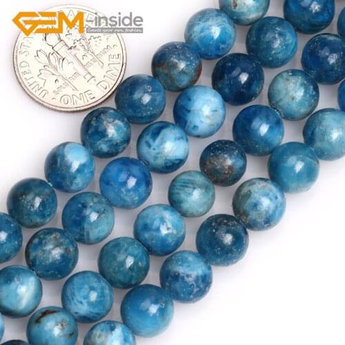 8mm AA Round Natural Blue Apatite Quartzs Loose Beads for Jewelry Making DIY Bracelet Necklace Strand 15" GEM-inside