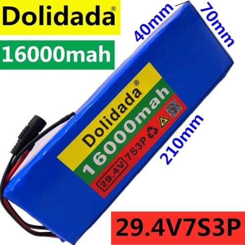 New Battery 7S3P 29.4V 16Ah Li-ion Battery Pack with 20A Balanced BMS for Electric Bicycle Scooter Power Wheelchair
