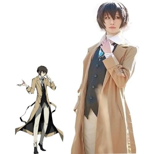 Anime Bungou Stray Dogs Armed Detective Agency Osamu Dazai Cosplay Trench Shirt Pants Vest Literary Halloween Carnival Costume