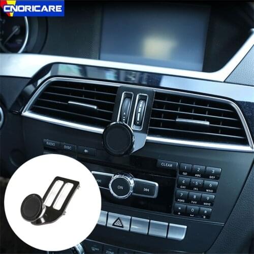 Stainless Steel Car Mobile Phone Support Stand Decorations For Mercedes Benz C Class W204 2011-2014 Interior Accessories