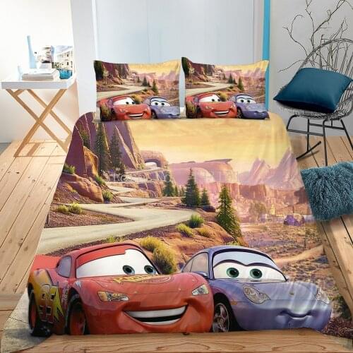 Lightning McQueen Car Bedding Set Cartoon Qulit Cover for Kids Bedroom Decor King Quilt Duvet Cover Single Bed Home Textiles