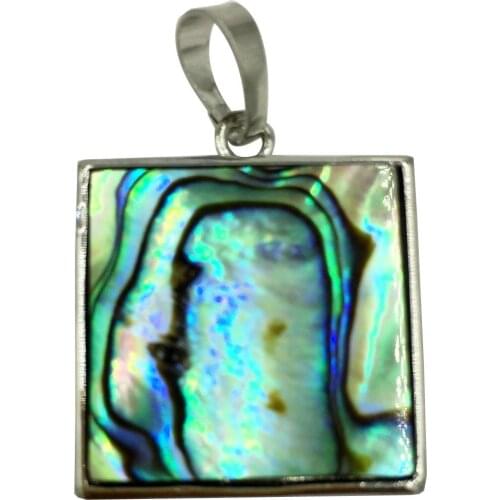Free Shipping Beautiful jewelry New Zealand Abalone Shell Square Pendant Bead PC7949