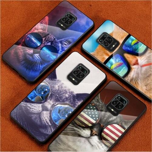 Tempered Glass Cover Cute Cat Eye For Xiaomi Redmi Note 10 10S 9T 9S 9 8T 8 7 Pro Max Shockproof Shell Phone Case