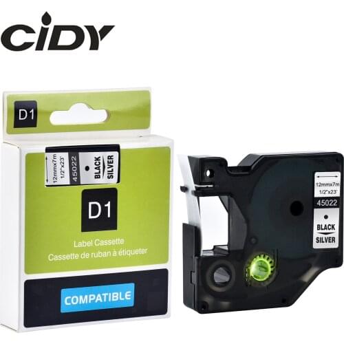 Cidy 50pcs 45022 compatible Dymo D1 Tapes Cartridge 12mm Black on Sliver for DYMO LM160 LM280 PNP