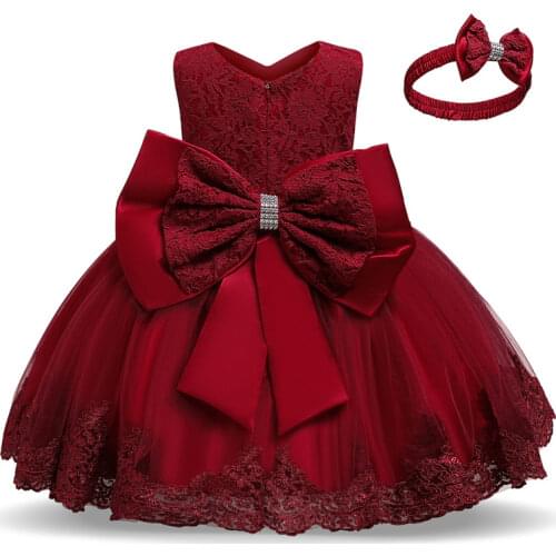 Toddler Baby Girls Lace Dresses Kids Flower Elegant Wedding Princess Party Tutu Dress Children Birthday Baptism Formal Clothing