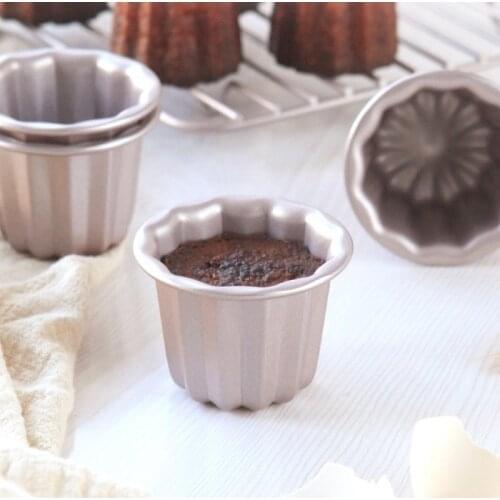 ABSF Canele Mold, Cannele Muffin Cup, 4Pcs Non-Stick Cannele Mould
