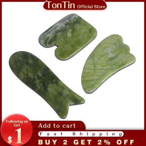Natural Glaze Jade Massage Tool Guasha Beauty Board (square+fish+triangle shape) 3pieces/set