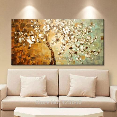 Canvas Painting palette knife 3D texture acrylic tree flower painting Wall art Picture For Living Room home cuadros decoracion